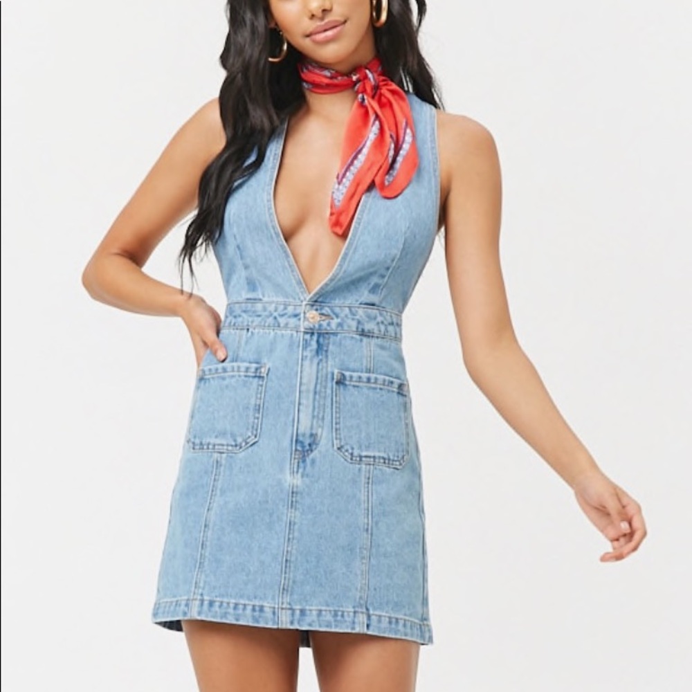 Denim overall dress
